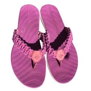 SPERRY TOPSIDER fuschia leather and rope sandals